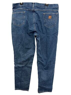 Carhartt Mens Relaxed Fit Blue Denim Jeans 44x34 100% Cotton Made In Mexico